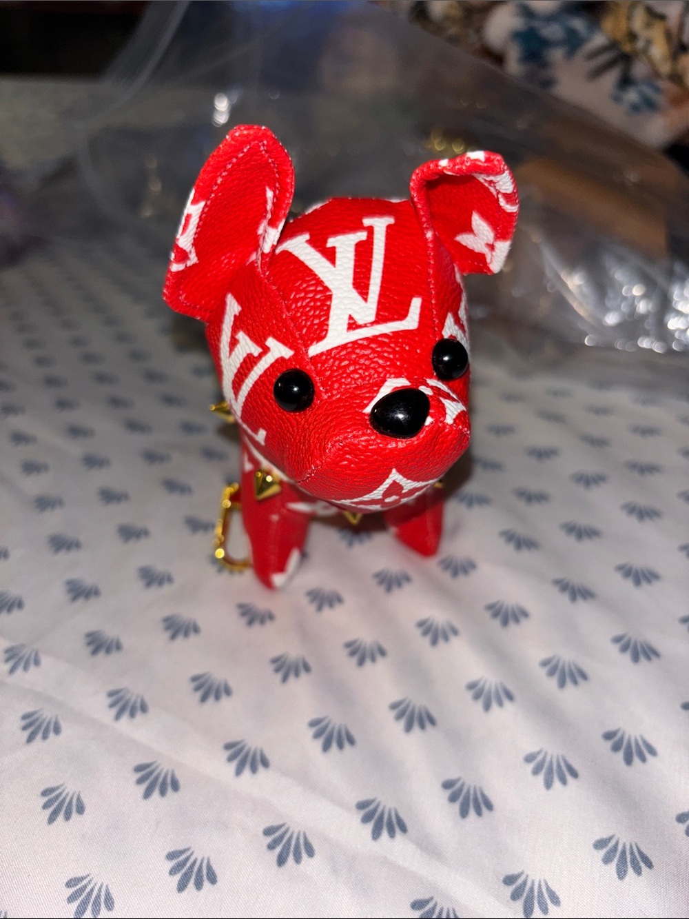 Brand New ? Red  Monogram Dog Keychain Charm - Picture 2 of 5